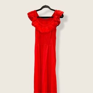 vintage red maxi slip dress